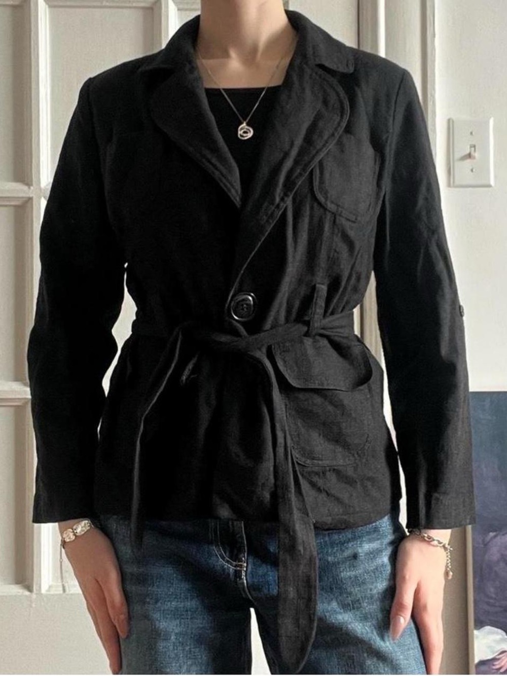 Size 7 Black Studio Point Jacket